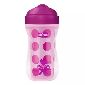 Чашка-поильник Chicco Active Cup (носик ободок), 1 шт., 14 +, 266 мл, розовый/горох