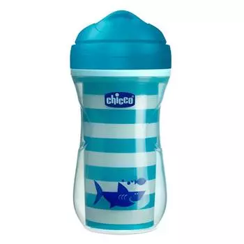 Чашка-поильник Chicco Active Cup (носик ободок), 14 +, 266 мл., синий/акула