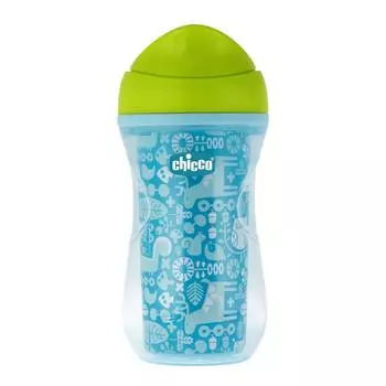 Чашка-поильник Chicco Active Cup (носик ободок), 14 +, 266 мл, голубой/орнамент