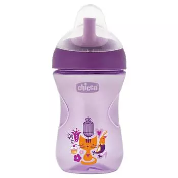 Чашка-поильник Chicco Advanced Cup (с трубочкой), 12 мес.+, 266 мл., сиреневый/лисичка