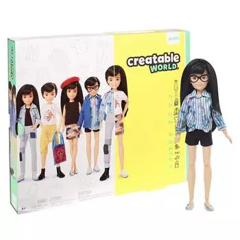 Creatable World Игровой набор №2 "Темные прямые волосы", 29 см