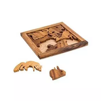 Delfbrick Головоломка деревянная "Зоопарк", 8 элементов