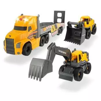 Dickie Toys Грузовик Mack и Volvo Экскаватор-погрузчик, 70 см, свет, звук, 3729012