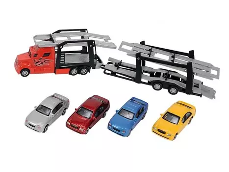 Dickie Toys набор машинок и автоперевозчик 3745000, красный кузов