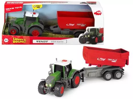Dickie Toys Трактор с прицепом "Fendt 939 Vario фрикционный" 41 см, свет, звук, 3737002