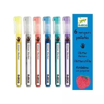 DJECO Фломастеры с блестками, 6 штук