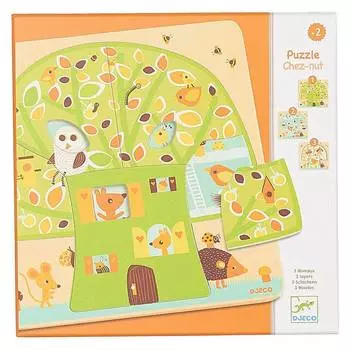 DJECO Трехслойный пазл "Дом-дерево"