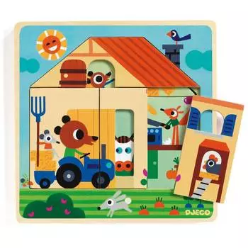 DJECO Трехслойный пазл "Ферма"