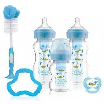 Dr.Brown's Подарочный набор из трёх бутылочек с широким горлышком "Options+", голубой