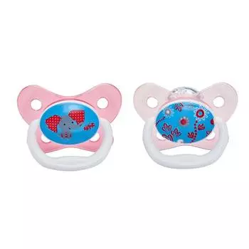 Dr.Brown's Пустышка PreVent силиконовая, розовая, 6-12 мес., 2 шт.