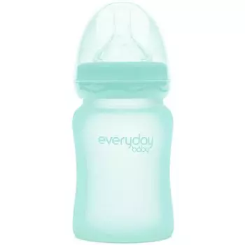 Everyday Baby Бутылочка с силиконовым покрытием из стекла, 150 мл, мятная