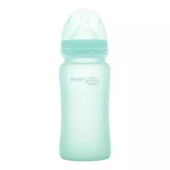 Everyday Baby Бутылочка с силиконовым покрытием из стекла, 240 мл, мятная