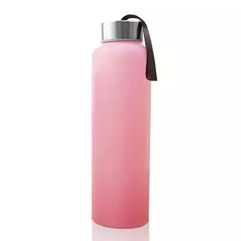 Everyday Baby Стеклянная бутылочка для воды с защитным силиконовым покрытием, 400 мл, розовая