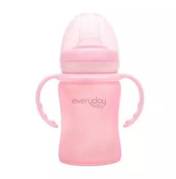 Everyday Baby Стеклянная бутылочка-поильник с мягким носиком, 150 мл, светло-розовая