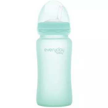 Everyday Baby Стеклянная бутылочка-поильник с трубочкой, 240 мл, мятная