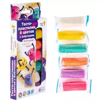 GENIO KIDS-ART Набор для детской лепки "Тесто-пластилин с блёстками", 6 цветов
