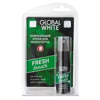 Global White Спрей освежающий для полости рта, c экстрактом оливы и петрушки, 15 мл