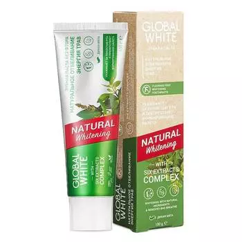 Global White Зубная паста Natural Whitening Натуральное отбеливание Энегия трав, 100 мл