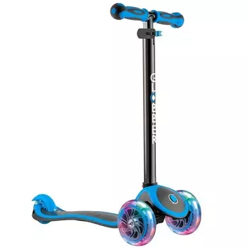 GLOBBER Самокат "PRIMO PLUS TITANIUM" со светящимися колёсами, Neon Blue 442-130