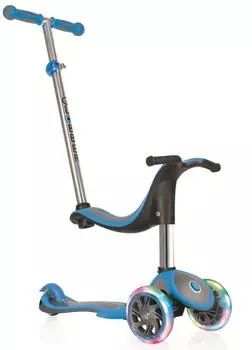 GLOBBER Самокат-трансформер "EVO PLUS LIGHTS - голубой"