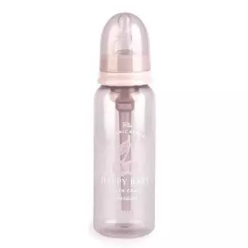 HAPPY BABY Бутылочка антиколиковая 0+ мес. с силиконовой соской, 250 мл. розовая