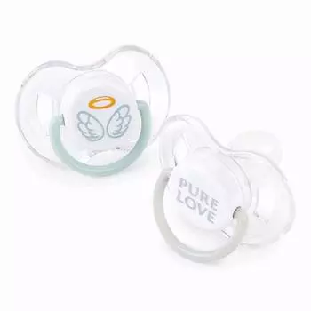 Happy Baby Набор силиконовых сосок-пустышек, 6-12 месяцев, 2 шт. оливковая и бежевая