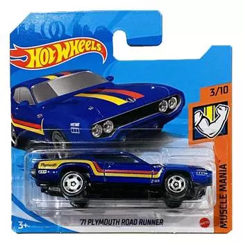 Hot Wheels Базовая машинка '71 Plymouth Road Runner, синяя