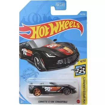 Hot Wheels Базовая машинка Corvette C7 Z06 Convertible, черная