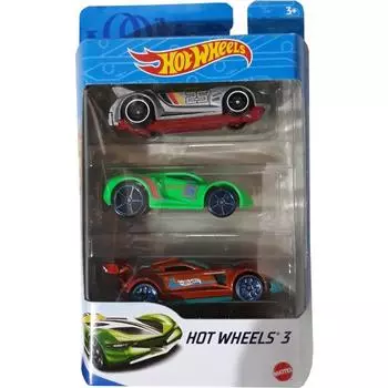 Hot Wheels Базовые машинки, 3 шт, серая, салатовая, оранжевая