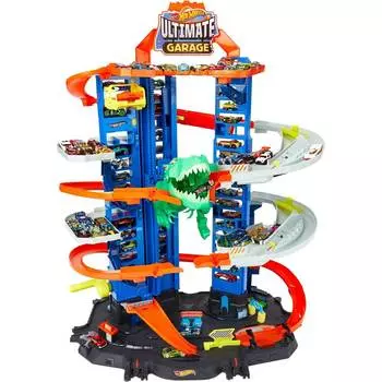 Hot Wheels Набор игровой Сити "Невообразимый гараж с тиранозавром"