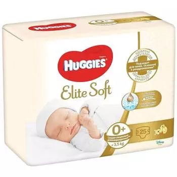Huggies Подгузники Elite Soft 0 (до 3.5 кг), 25 шт.