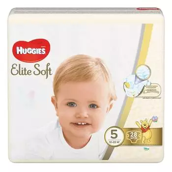 Huggies Подгузники Elite Soft 5 (12-22кг), 28 шт.