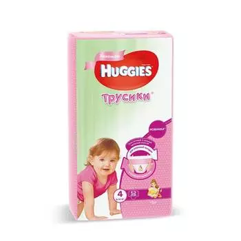 Huggies Подгузники-трусики для девочек 4 (9-14кг), 52 шт.