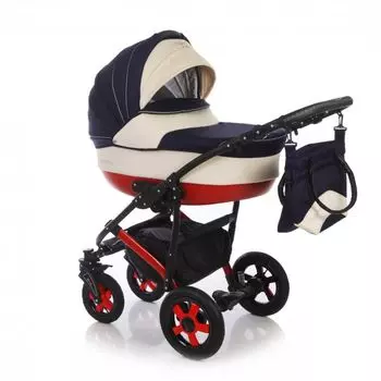 Ifratti Коляска модульная 2 в 1 "Isabel Lux", рогожка экрю/тёмно синий