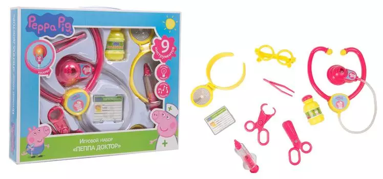 Игровой набор "Пеппа-доктор" ТМ "Свинка Пеппа": 9 предметов, звук, свет