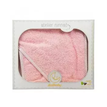 Italbaby Махровое полотенце с капюшоном 100x100 см, мочалка, розовое