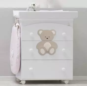 Italbaby Пеленальный комод Peluche, белый с кремовым декором