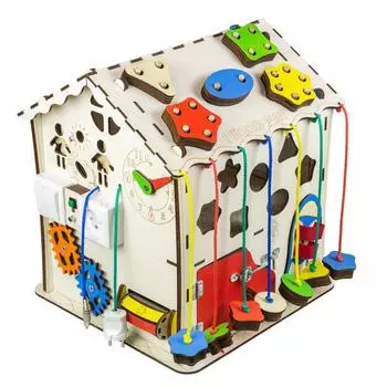 Iwoodplay Бизиборд "Дом средний", со светом, 30х30х40см