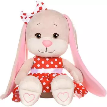 Jack&amp;Lin Мягкая игрушка "Зайка в красном платье в белый горошек", 25 см