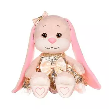 Jack&amp;Lin Мягкая игрушка "Зайка в золотом платьице с пайетками", 20 см