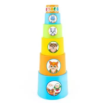 Knopa Мягкая пирамидка стаканчики с наклейками "Колобок"