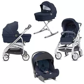 Коляска Inglesina Trilogy System Quattro 4 в 1 на шасси Trilogy White, Imperial Blue