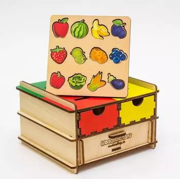 WoodlandToys Обучающий комодик плоский "Что может вырасти?"