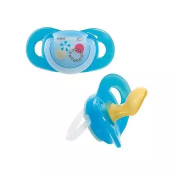 Комплект из двух латексных пустышек Bebe Confort серия Safe Dummlles с кольцом Т1, 6-18 месяцев