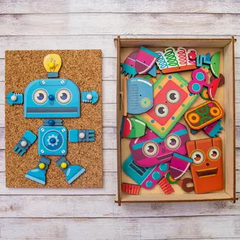 Конструктор WOODLAND Веселые гвоздики Роботы