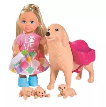Кукла EVI 5733072 с собачкой и щенками 12 см