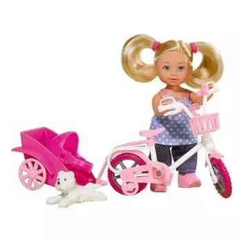 Кукла EVI на велосипеде с собачкой, 12 см