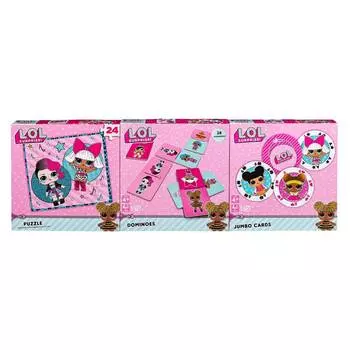 L.O.L. Surprise! Набор из трех настольных игр "Пазл, Домино, Колода Jumbo карт"