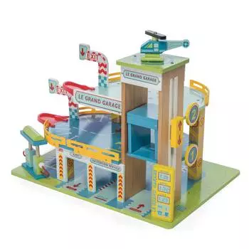 Le Toy Van Большой гараж с машинкой и вертолетом