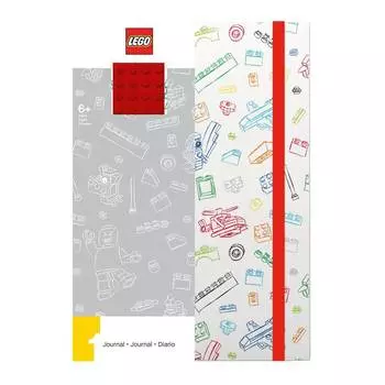 Lego Книга для записей с резинкой, 96 листов, линейка, красно-белая